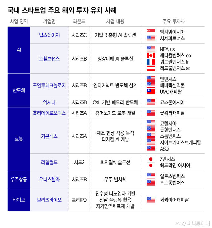 국내 스타트업 주요 해외 투자 유치 사례/그래픽=이지혜