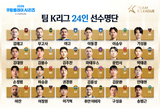 '이승우·기성용·손정범 발탁' 맨시티와 맞붙을 팀 K리그 24인 명단 공개 [공식발표]