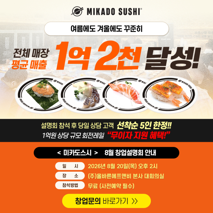 미카도스시, 8월 창업설명회 개최…실제 매출 데이터·창업 지원 공개