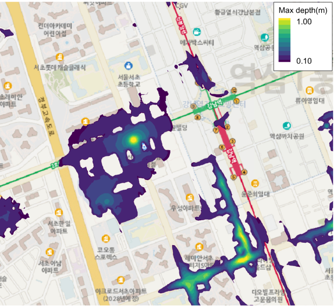 "집중호우 시 강남역 1m 깊이 침수 위험"…시뮬레이션 예측 나왔다