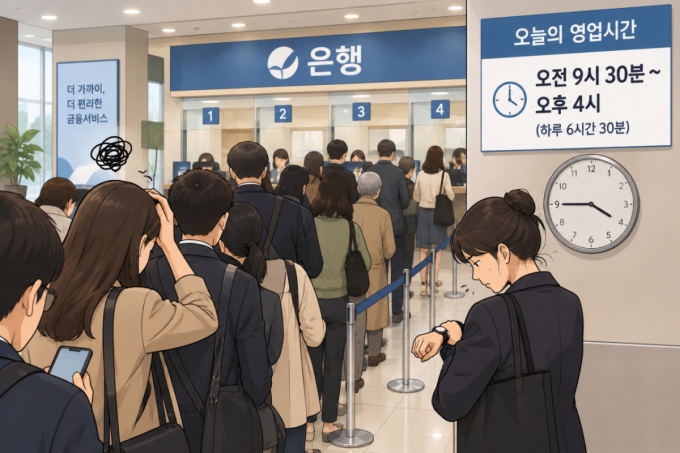 "반차 써도 대기줄 우르르" 은행 문 30분 늦게...해외는 저녁·주말에도 연다