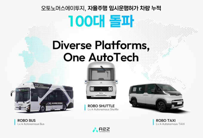 오토노머스에이투지, 자율주행 임시운행허가 차량 100대 돌파