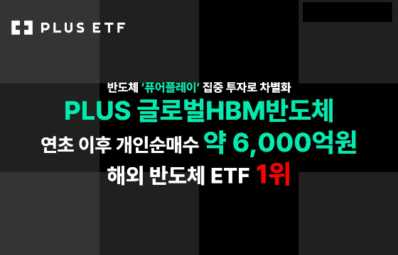 'PLUS 글로벌HBM반도체', 해외 반도체 ETF 중 개인 순매수 1위