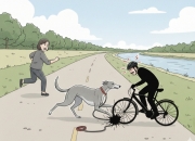 목줄 안한 '개 돌진' 자전거 운전자 사망...."견주는 반려견만 챙겼다"