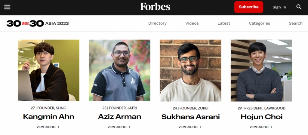 포브스 '아시아 30세 이하 리더 30인'에 오른 K스타트업 대표들 - 뉴스 썸네일 이미지