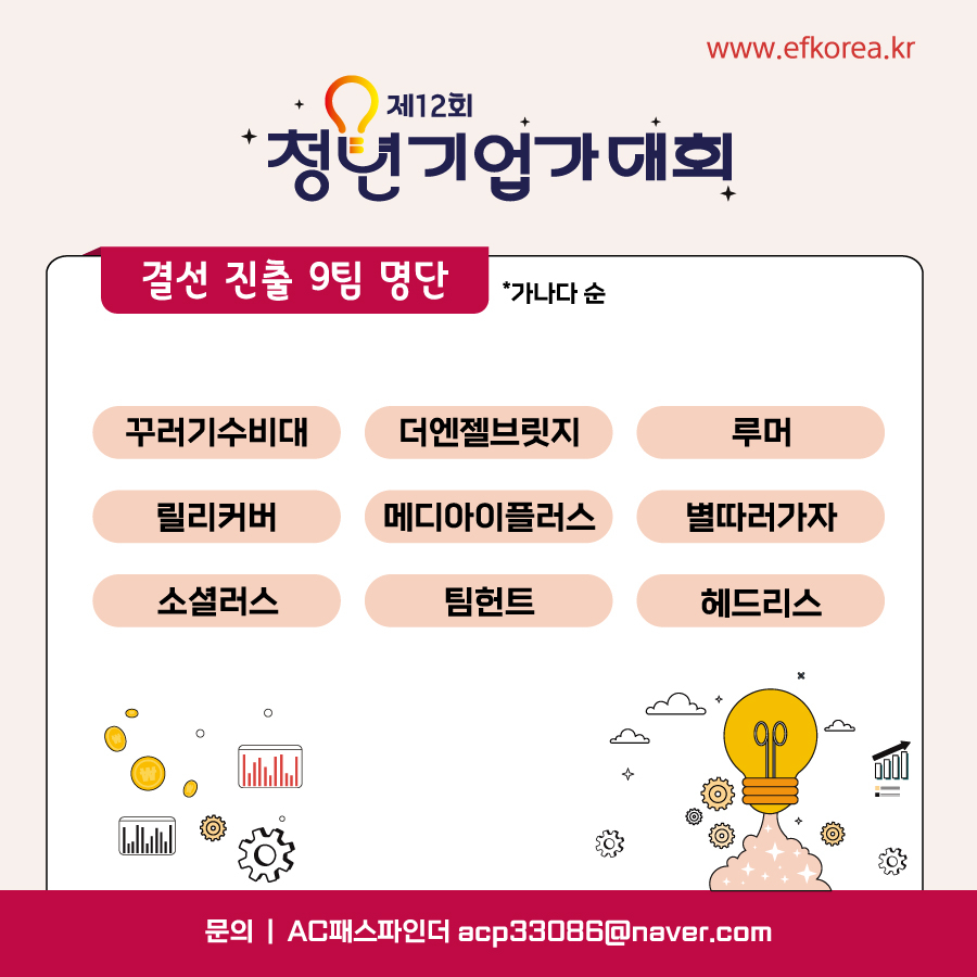[알림] 제12회 청년기업가대회 9개 스타트업 결선 진출 - 뉴스 썸네일 이미지