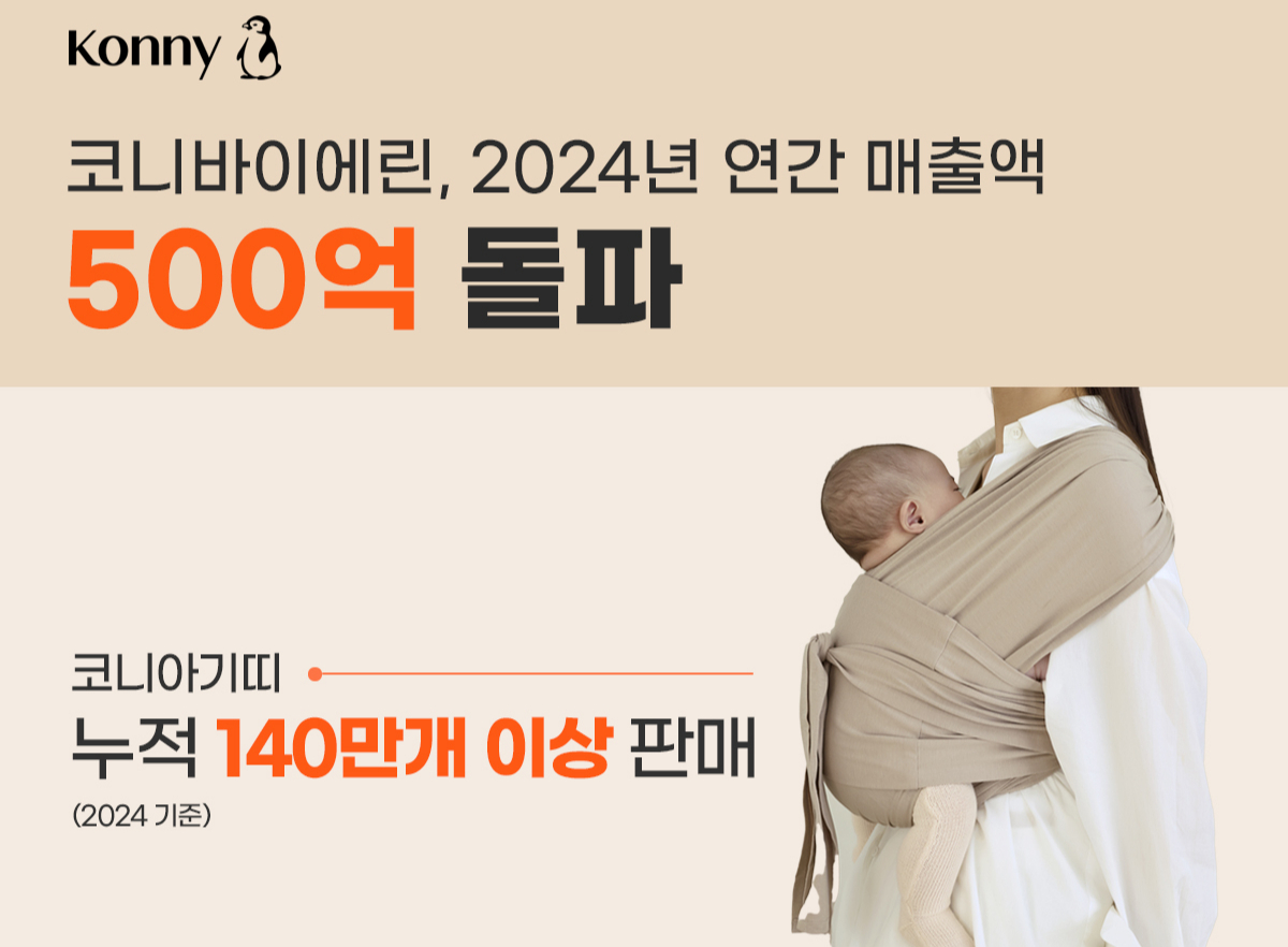 K-아기띠 열풍! '코니', 작년 502억 매출 달성… 글로벌 육아 시장 평정