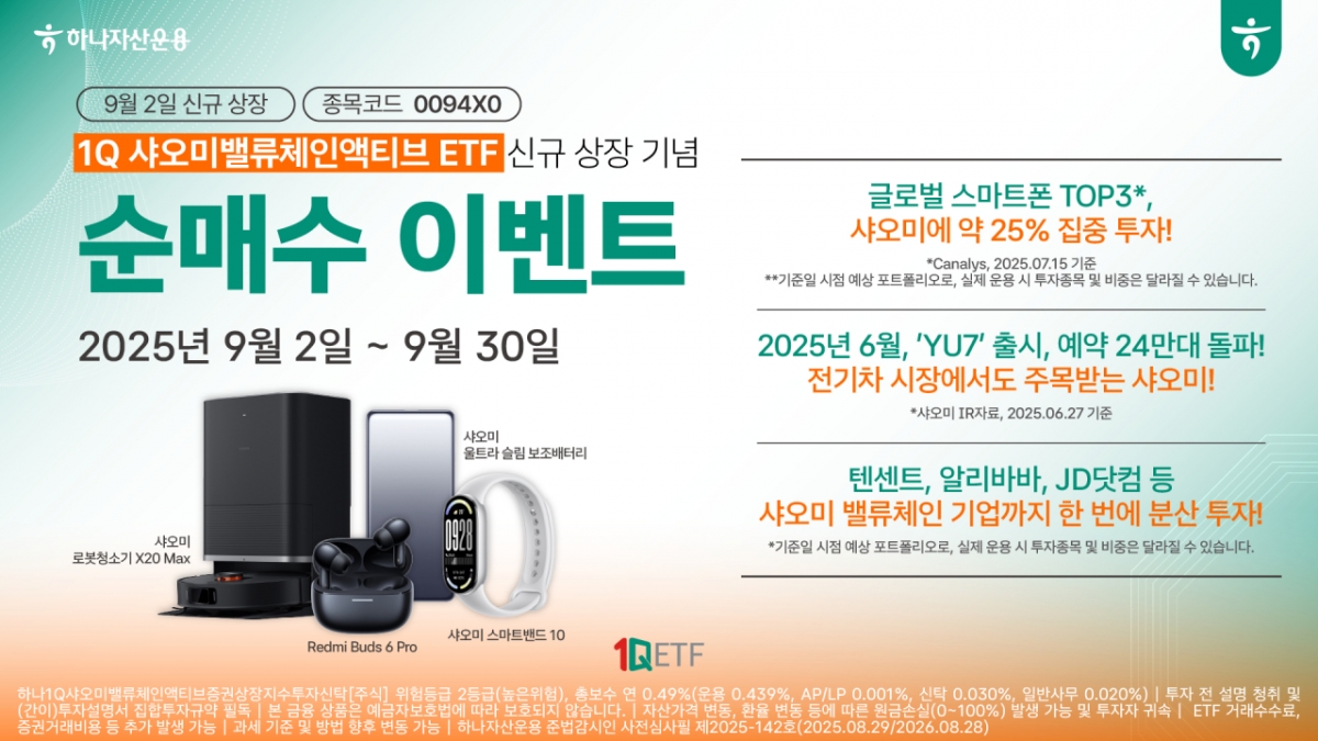 핫한 샤오미를 ETF로...하나자산운용, 1Q샤오미밸류체인액티브 상장