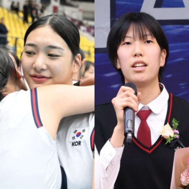 선명여고 손서연(왼쪽)과 중앙여고 박서윤. /사진=아시아배구연맹 제공