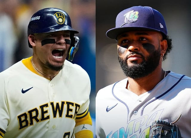 Milwaukee catcher William Contreras (left) and Tampa Bay infielder Junior Caminero. /Photo=Major League Baseball official SNS