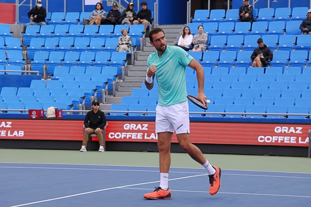 Marin Cilic focusing on the match. /Photo=Provided by Seoul Open