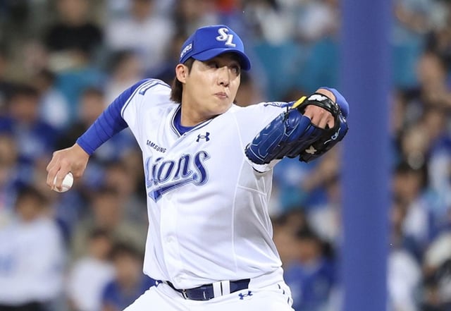 今月1日、ハンファ戦に登板したウォン·テイン。 /写真=三星ライオンズ