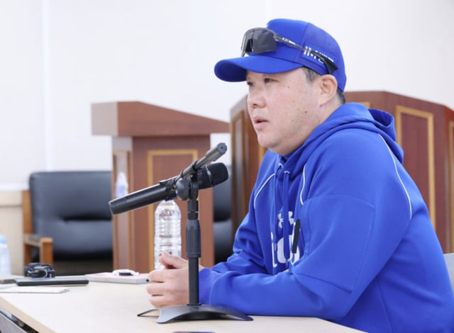 2026 KBO 포스트시즌 플레이오프(PO) 2차전 삼성 대 KIA전이 27일 대구 삼성라이온즈파크에서 열렸다.  삼성 박진만 감독이 기자들의 질문에 답하고 있다. /사진=김진경 kim.jinkyung@