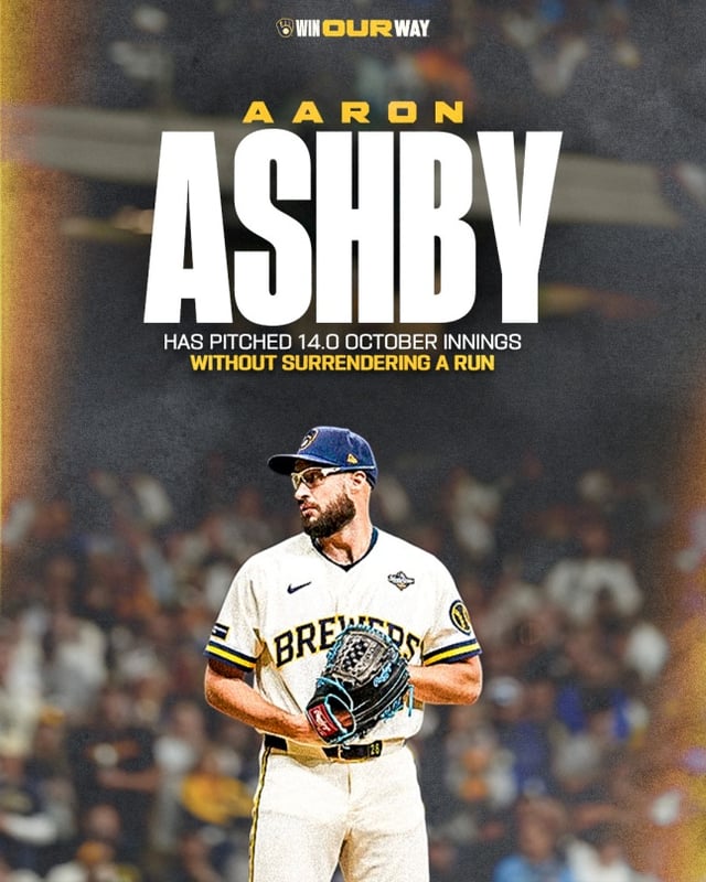 Aaron Ashby de Milwaukee. /Foto=Captura de la cuenta oficial de redes sociales del equipo Milwaukee Brewers