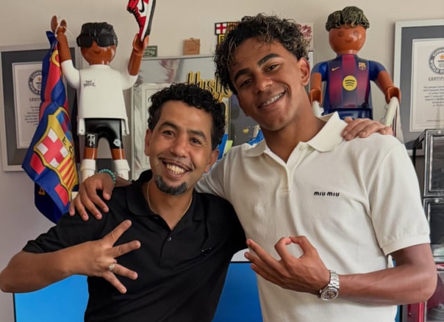 Lamine Yamal (derecha) y Munir Nasraoui. /Foto=SNS de Munir Nasraoui