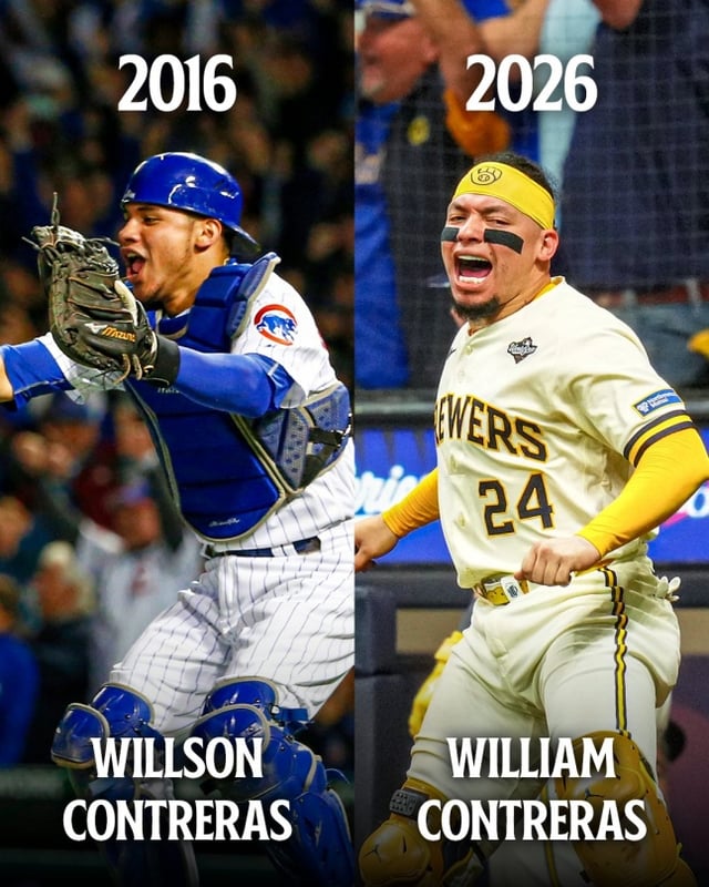Brother Wilson Contreras (left), who won the World Series with the Chicago Cubs in 2016, and younger brother William Contreras, who led Milwaukee to victory in 2026. /Photo=MLB.com official SNS screenshot