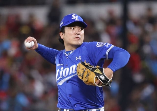 Lee Jae-hee en plena actuación destacada. /foto=Samsung Lions