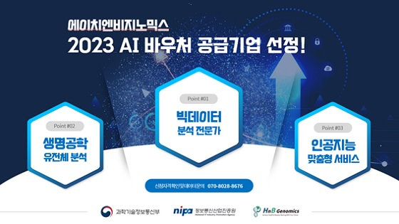 에이치앤비지노믹스, AI·데이터 바우처 사업 공급기업 선정 - 뉴스 썸네일 이미지