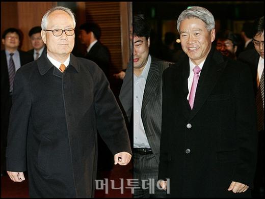 ↑대림산업 이준용회장과 동양시멘트 현재현 회장이 전경련회장단 회의에 참석하고 있다. ⓒ<임성균 기자 tjdrbs23@>