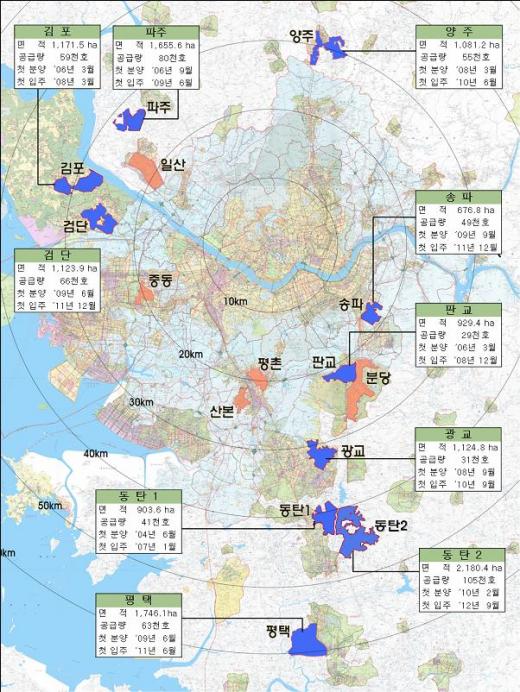 ▲수도권 신도시 주택공급 계획 위치도