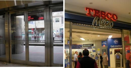 ↑카나리워프역에 붙어 있는 테스코 메트로 매장의 외부 모습이다