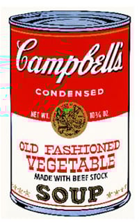 ▲ 엔디워홀의 캠벨 수프 그림. 팝
아트 미술가들은 그림을 대중곁으
로 가져왔다.