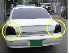 ↑ 등화색 바꾼 불법차량
