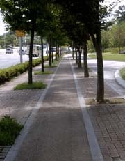 ▲흙콘크리트로 시공한 인도.