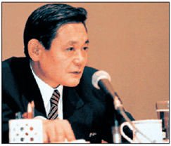 ▲신경영 선언 당시 이건희 회장의 모습.