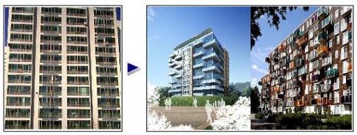 ↑ 디자인 심의기준에 따른 성냥갑아파트(左)의 퇴출 그림.