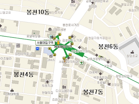 ↑ 서울 관악구 서울대입구역 위치도.