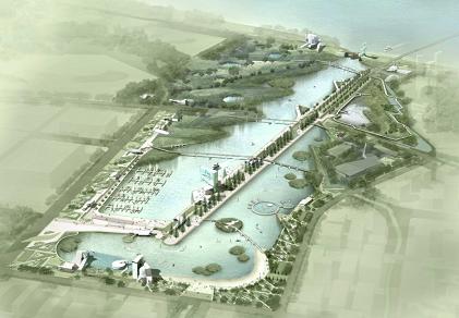 ↑ '마곡 워터프론트' 국제현상공모에서 1등 작품(Heart of Magok is Nature of Living Water)의 조감도.