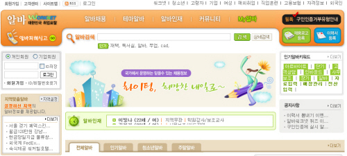 ▲ 노동부 워크넷(alba.work.go.kr) 인터넷 사이트