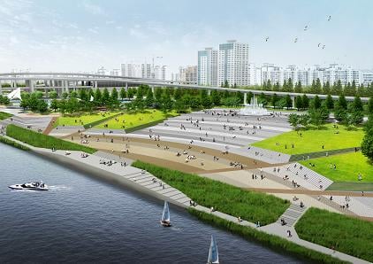 ↑ 뚝섬 한강공원 특화사업 후 광장 모습.