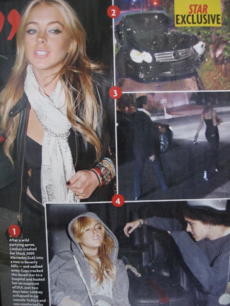 ↑ 미국 연예 전문지 '스타'지에 실린 린지 로한