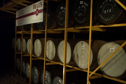 스코틀랜드 위스키 업체인 디아지오의 블레어 애톨 증류소에 있는 위스키 원액 창고 전경.