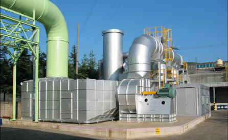 ↑차륜 및 차체 공장에 구축되어 있는 VOC 방지시설.