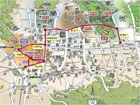 ↑ 정동길(위쪽)과 미술관길 조감도 ⓒ서울시