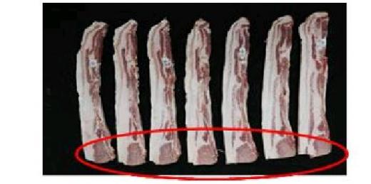 ▲등심의 일부가 포함된 삼겹살