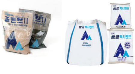 ↑ 석면이 함유된 것으로 조사된 쌍곰시멘트사의 타일시멘트 제품 ⓒ시민환경연구소