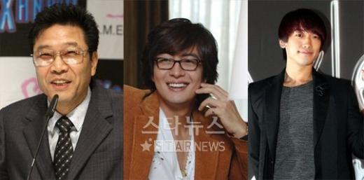 이수만, 배용준, 비(왼쪽부터)