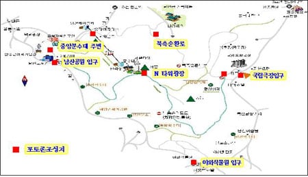 ↑중앙분수대(왼쪽)과 북측순환로에 조성된 포토존 ⓒ서울시