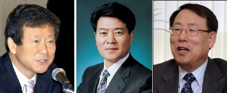 ↑왼쪽부터 이승한 홈플러스 회장, 소진세 롯데슈퍼 사장, 이경상 신세계 이마트 사장.