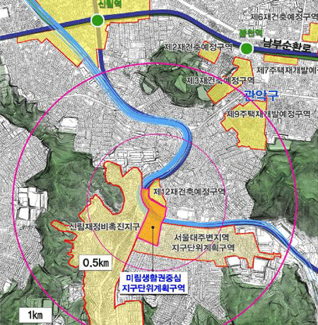 ↑ 미림생활권중심 지구단위계획구역 위치도 ⓒ서울시