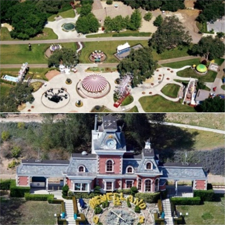 ↑ 사진은 마이클잭슨이 생전 1987년에 구입해 2005년까지 머물렀던 '네버랜드'의 전경이다. 이곳에서 잭슨은 몸이 아픈 아이들과 어울려 즐거운 시간을 보내곤 했다고 알려져 있다.