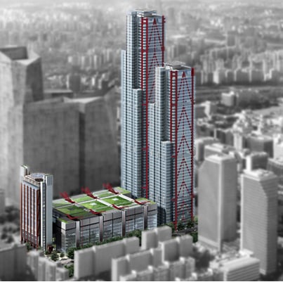 ↑ 오피스타워 2개동, 쇼핑몰, 호텔 등으로 구성된 여의도 파크원 조감도