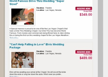 ↑ 위는 라스베이거스 헬리콥터 웨딩, 아래는 그랜드 캐니언 헬리콥터 웨딩 패키지.