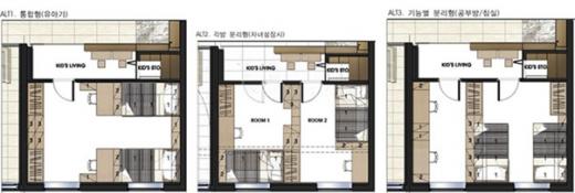 ↑자녁의 성장기, 성별 등에 따라 자유자재로 구조를 바꿀 수 있는 자녀방