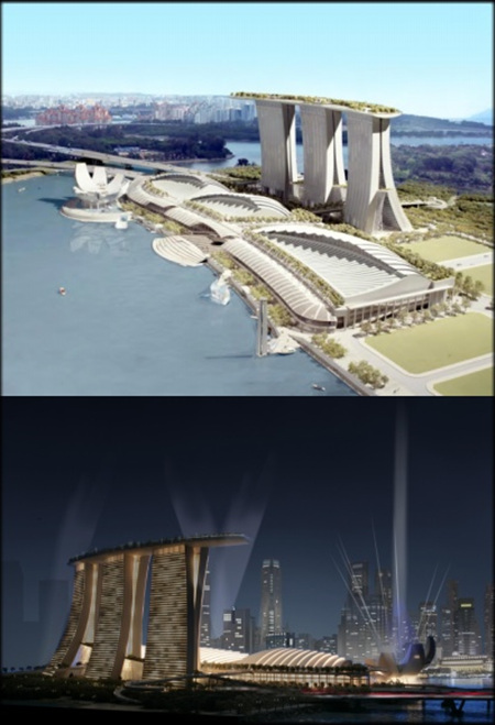 ↑ 2010년 문을 열 싱가포르 복합리조트 '마리나베이샌즈'.