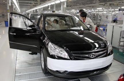 ↑베이징현대가 생산하고 있는 '위에둥'(중국형 아반떼)